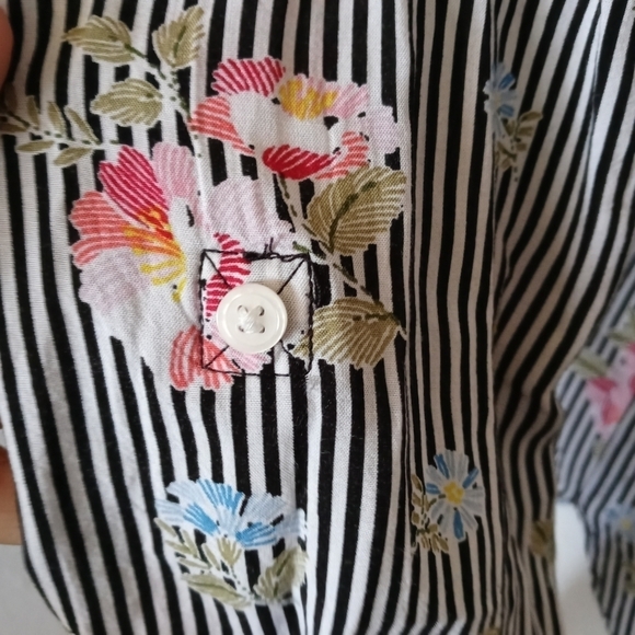 Como Vintage Long Sleeves Striped Floral Hi-Lo Button up Shirt Size small - Picture 5 of 14